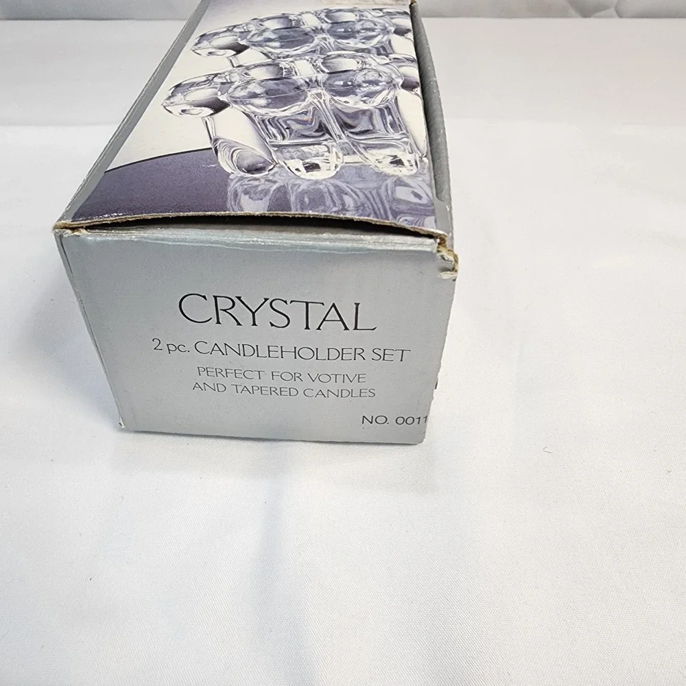 Vintage Alco Industries Crystal 2 Pc Candleholder Set No. 0011